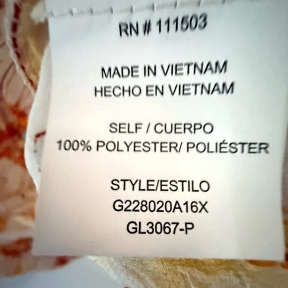 Sara Michelle Orange and Cream Floral Button-Down Shirt - Picture 2 of 2